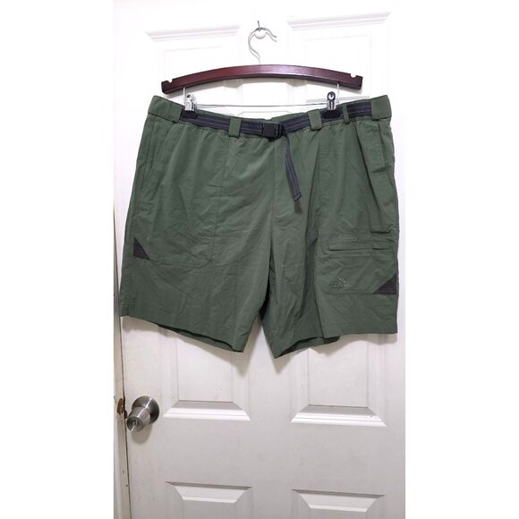 L.L.Bean Men's Quick-Dry Nylon Hiking Plus Sized Shorts Adjustable Belt Olive Gr - Picture 2 of 8